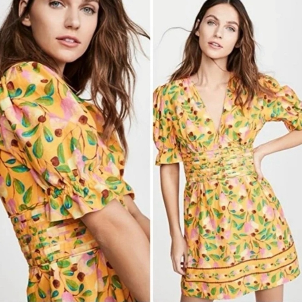 Farm Rio Cashew Mini Floral Yellow Size XS